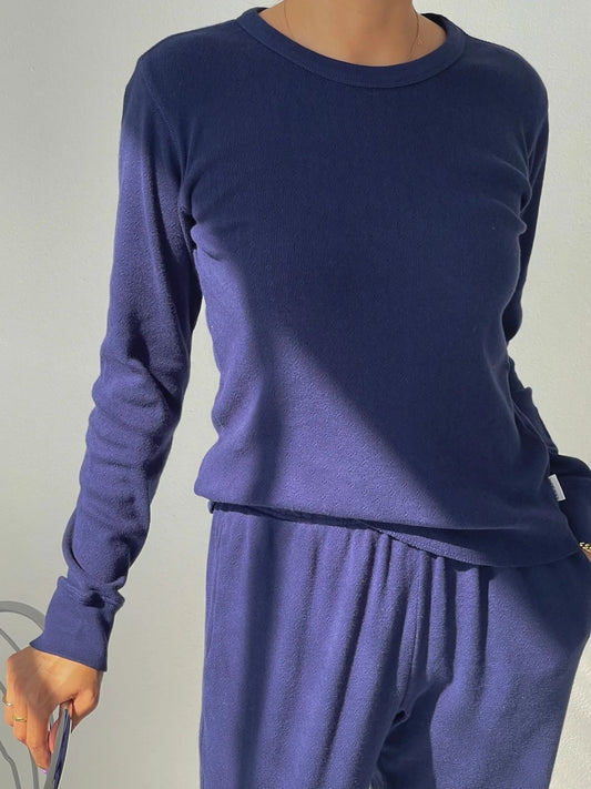 Pointelle Fundamental Tee - Navy