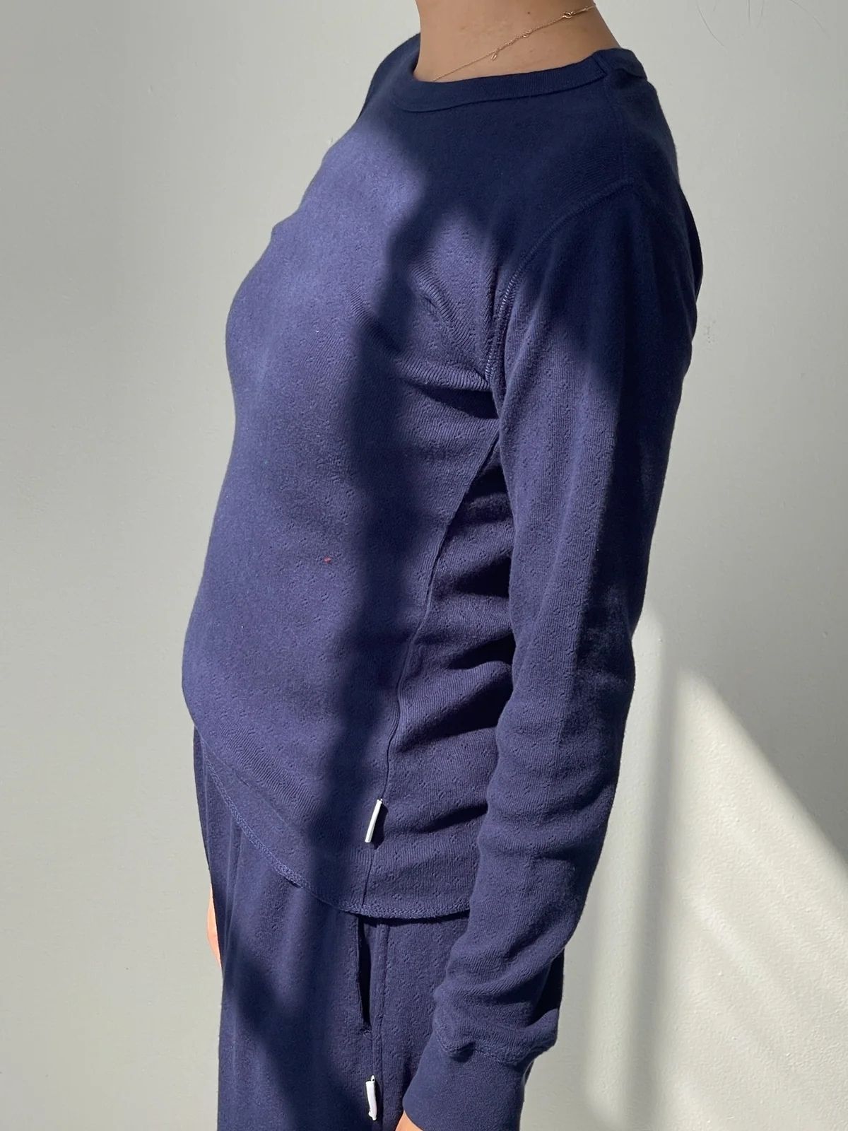 Pointelle Fundamental Tee - Navy