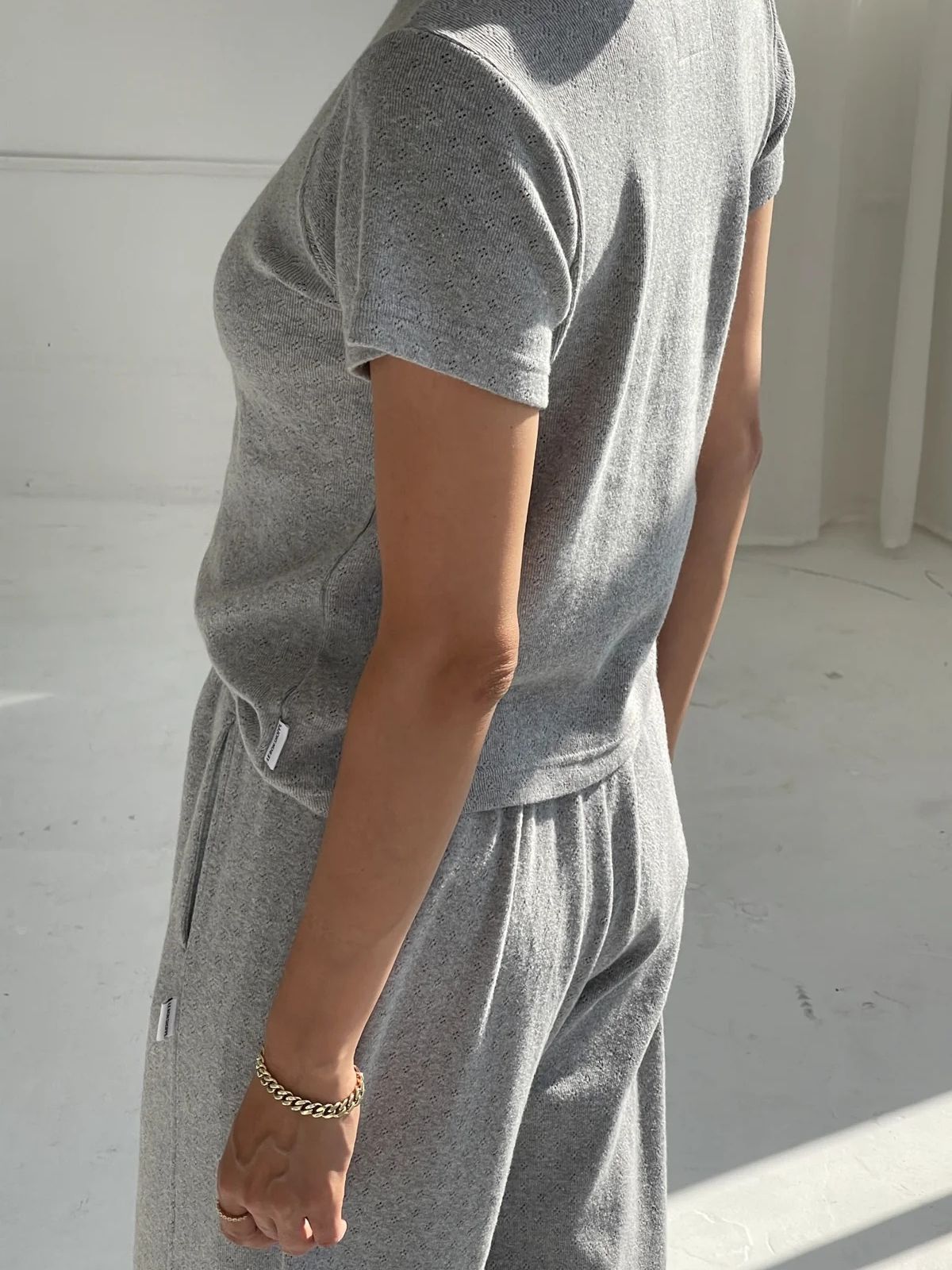 Pointelle Babe T-Shirt - Grey