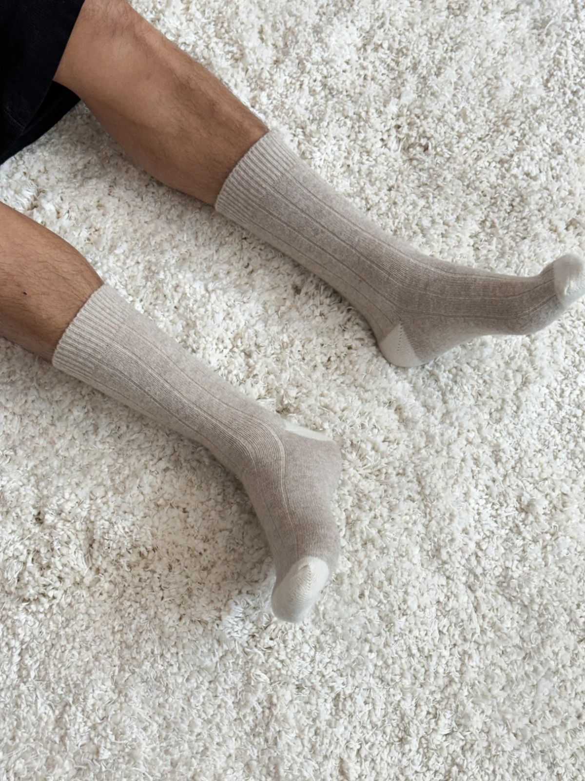 Extended Cashmere Blend Socks - Fawn