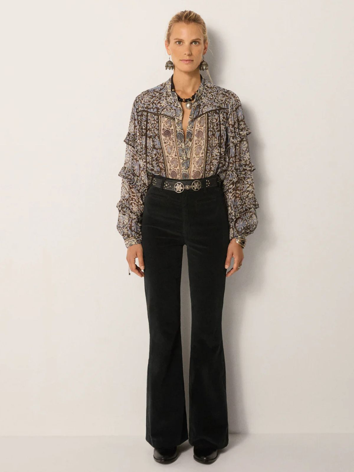 Camilla Ruffle Blouse - Blue
