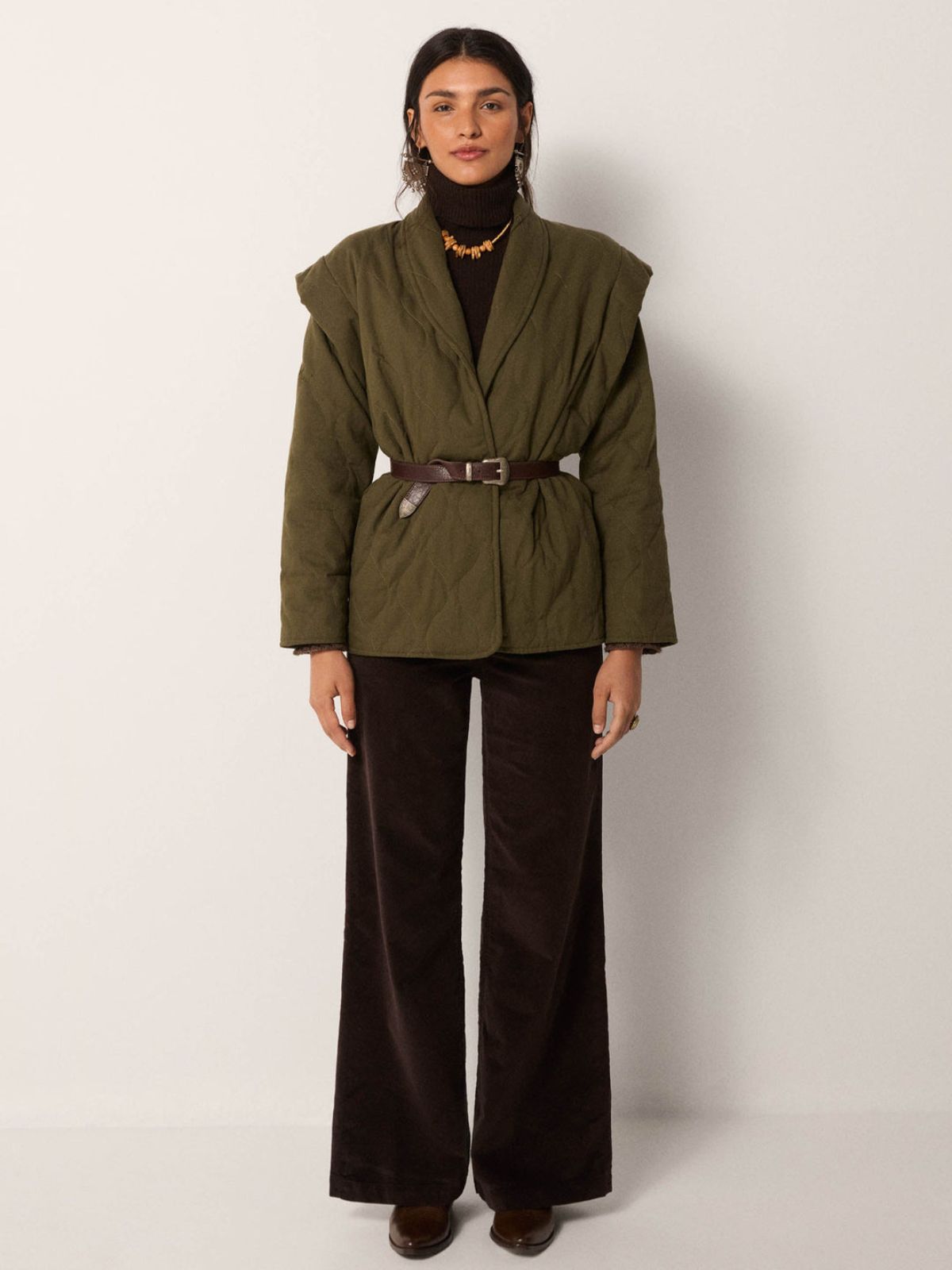 Lucille Belted Jacket - Khaki