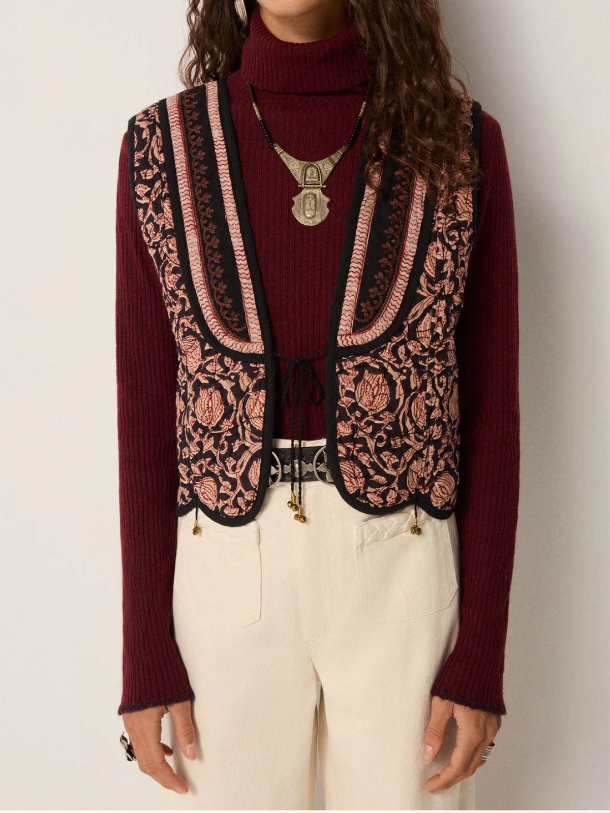 Luna Print Vest - Black