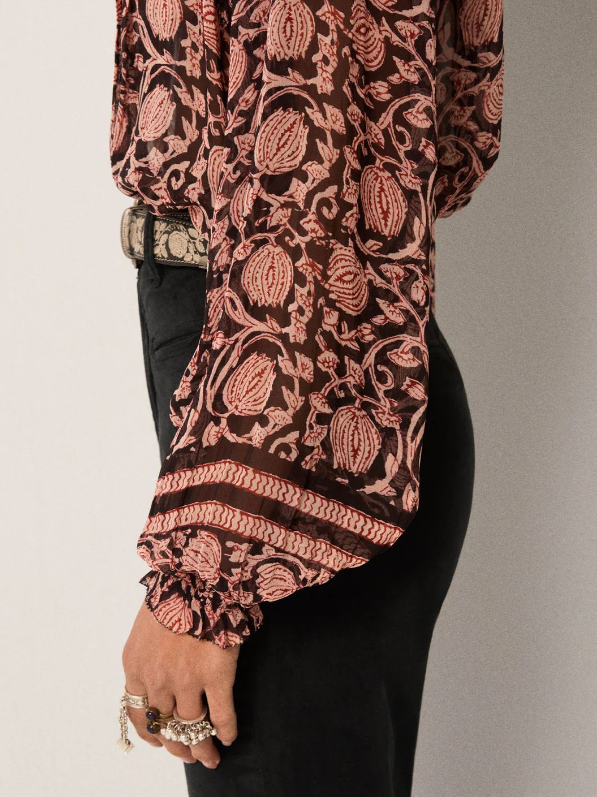 Mia Print Blouse - Black