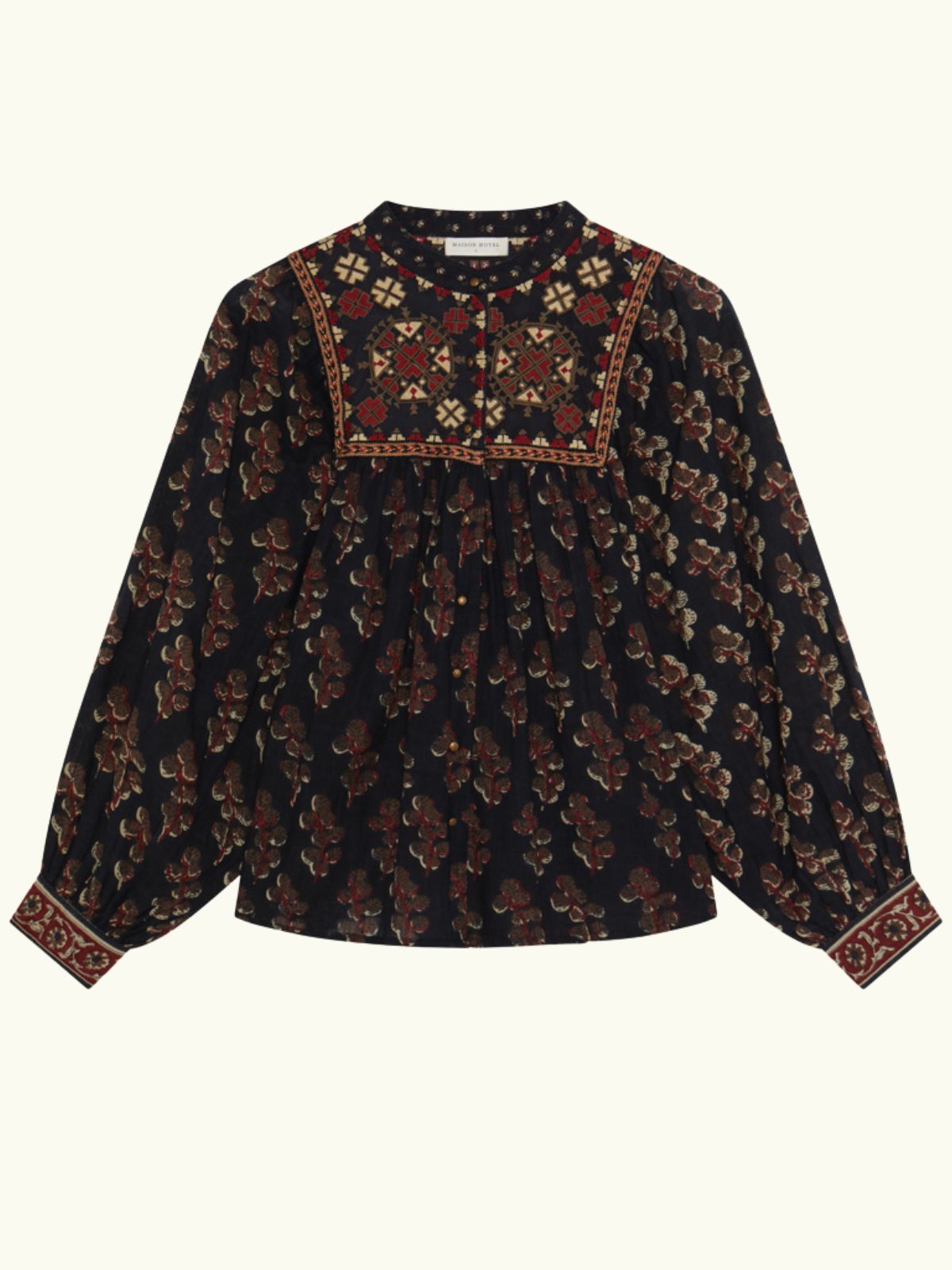 Scarlet Embroidered Blouse - Dark Brown