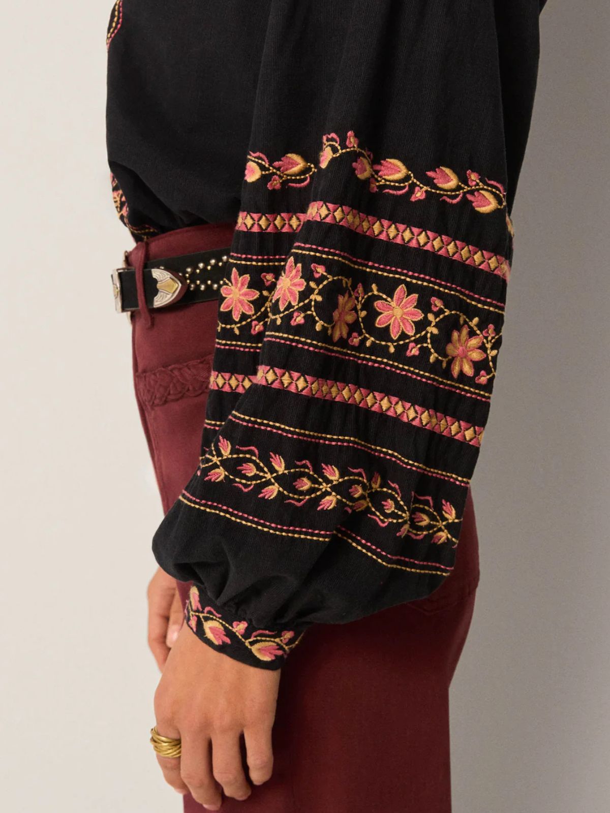 Virginia Embroidered Top - Black