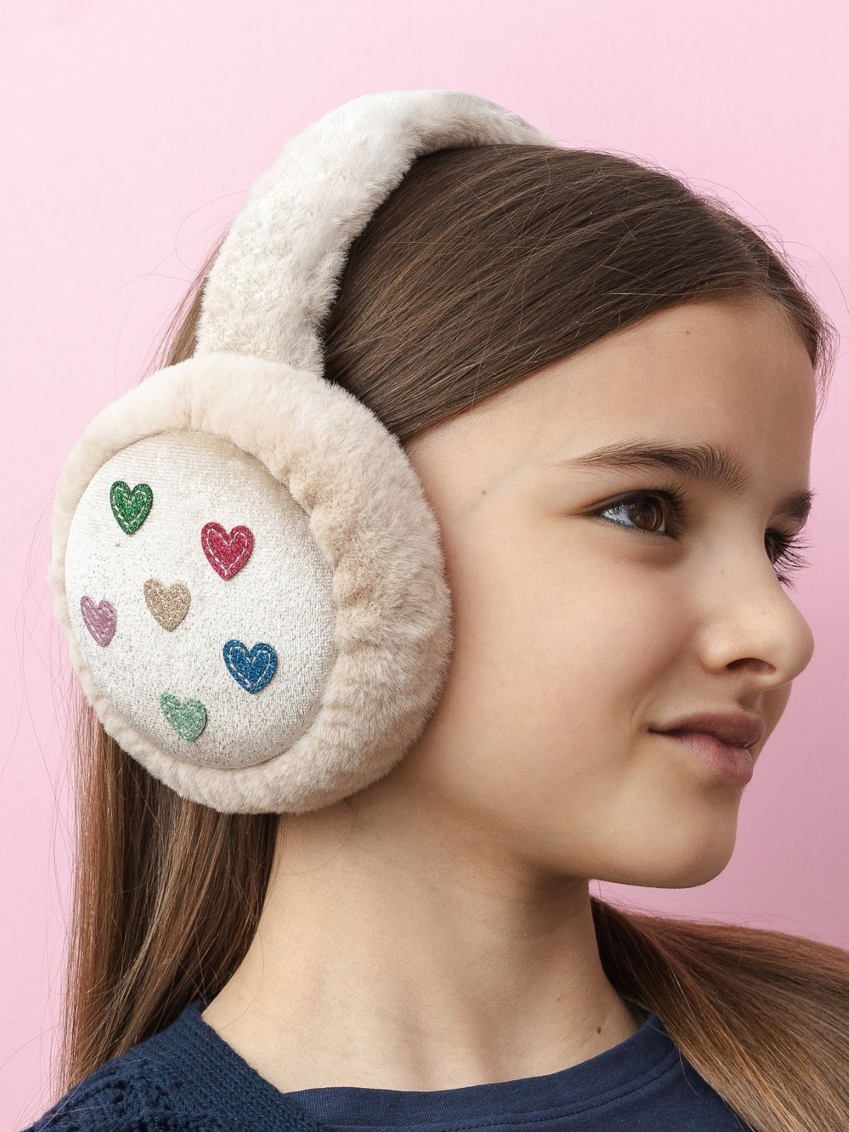 jazzy Heart Earmuffs - Beige