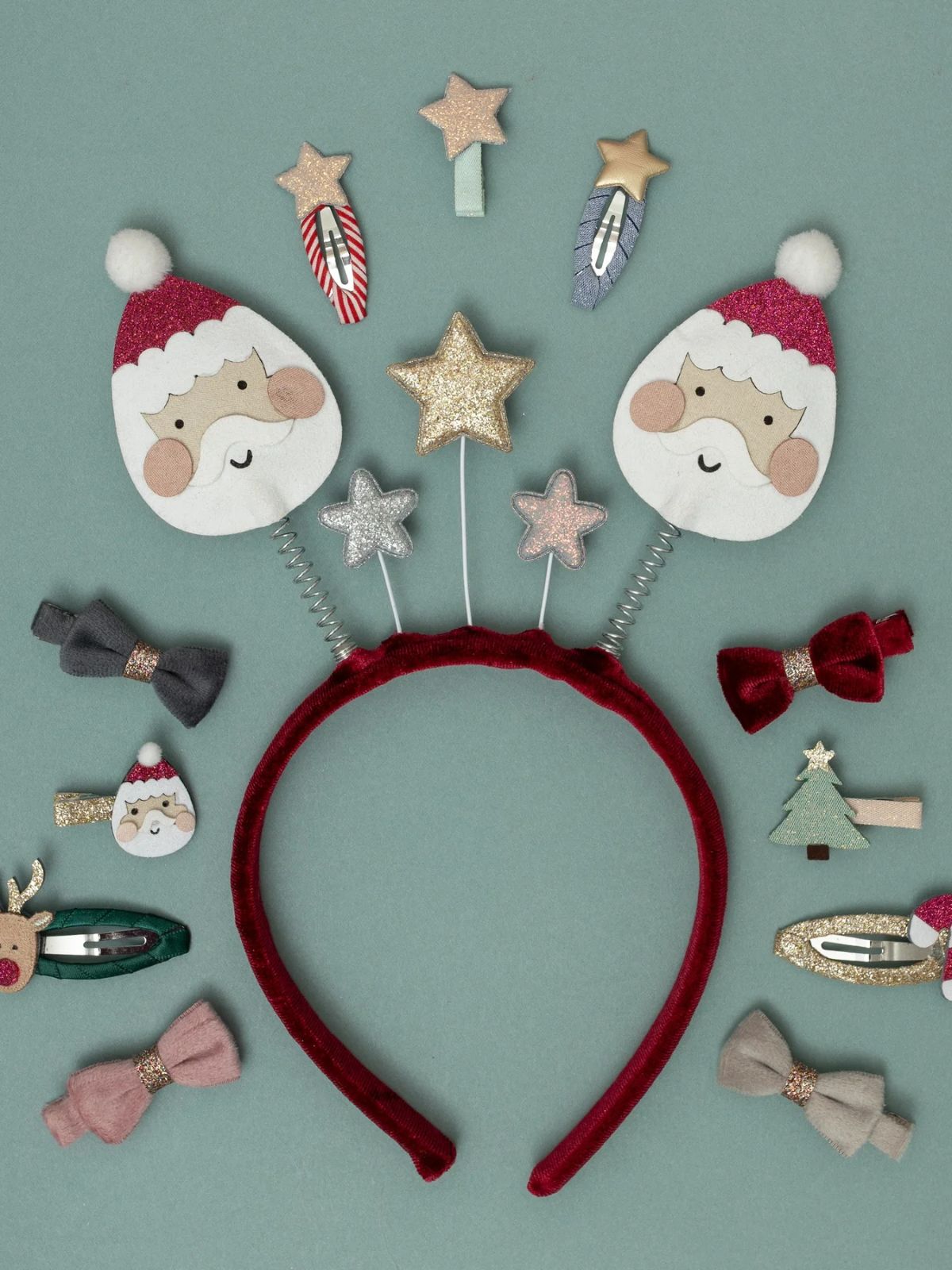 Christmas Velvet Bow Clips - Multi