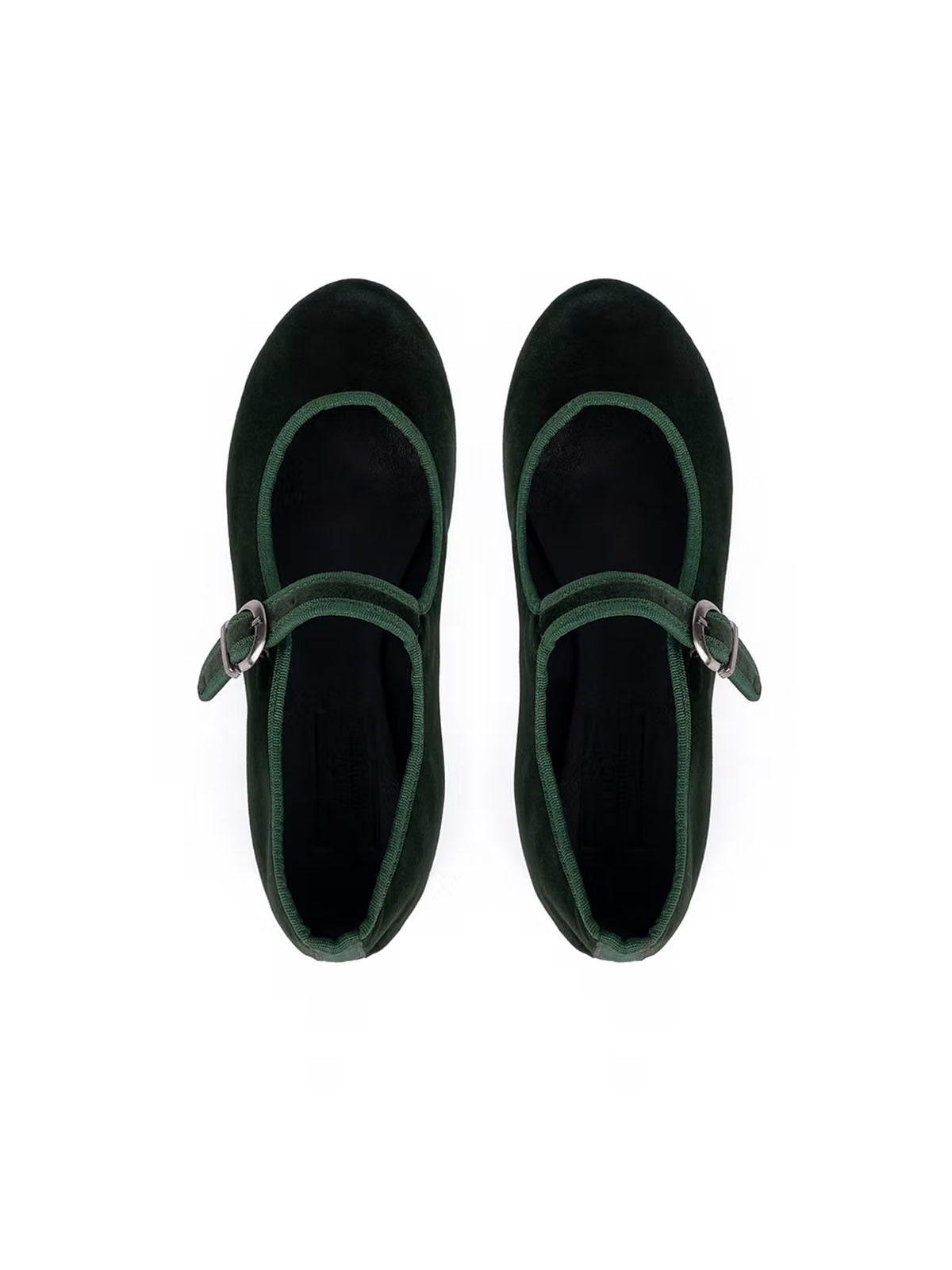 Mary Jane Velvet Shoe - Forest Green
