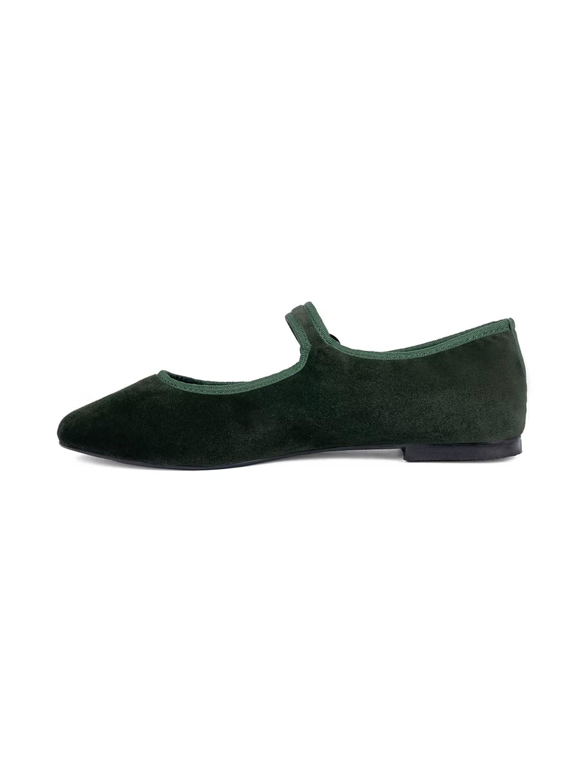 Mary Jane Velvet Shoe - Forest Green