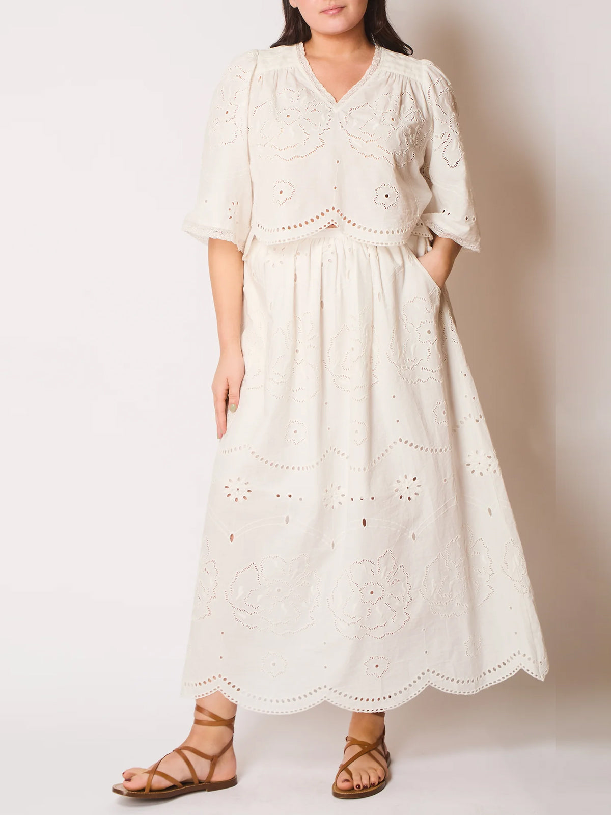 MabeL Cutwork Embroidered Skirt