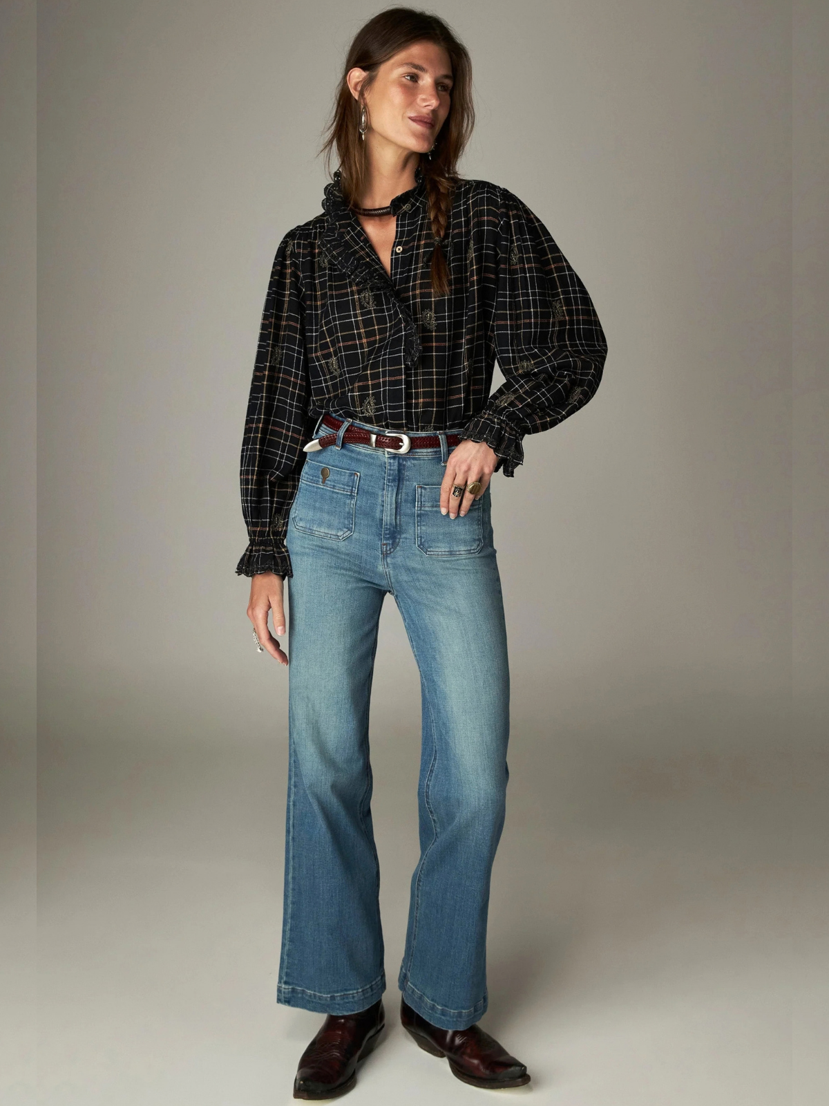 Coco Lurex Check Blouse - Black