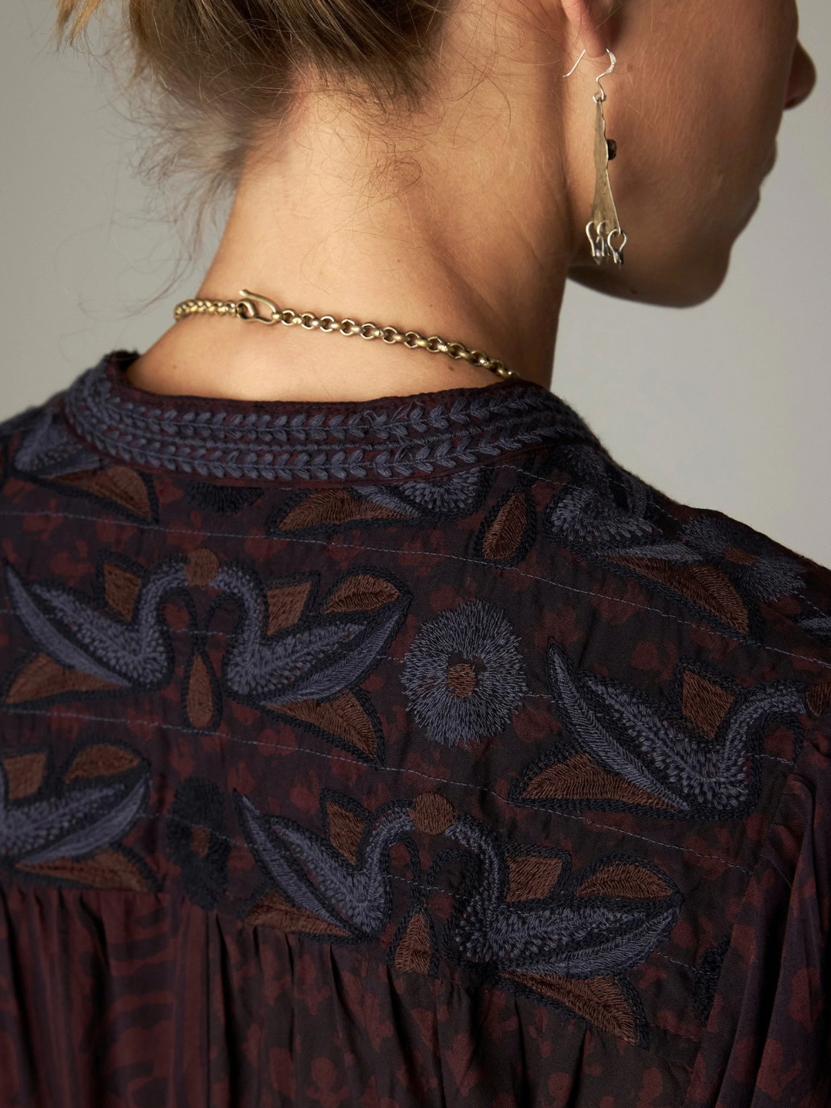 Marie Print Blouse - Brown