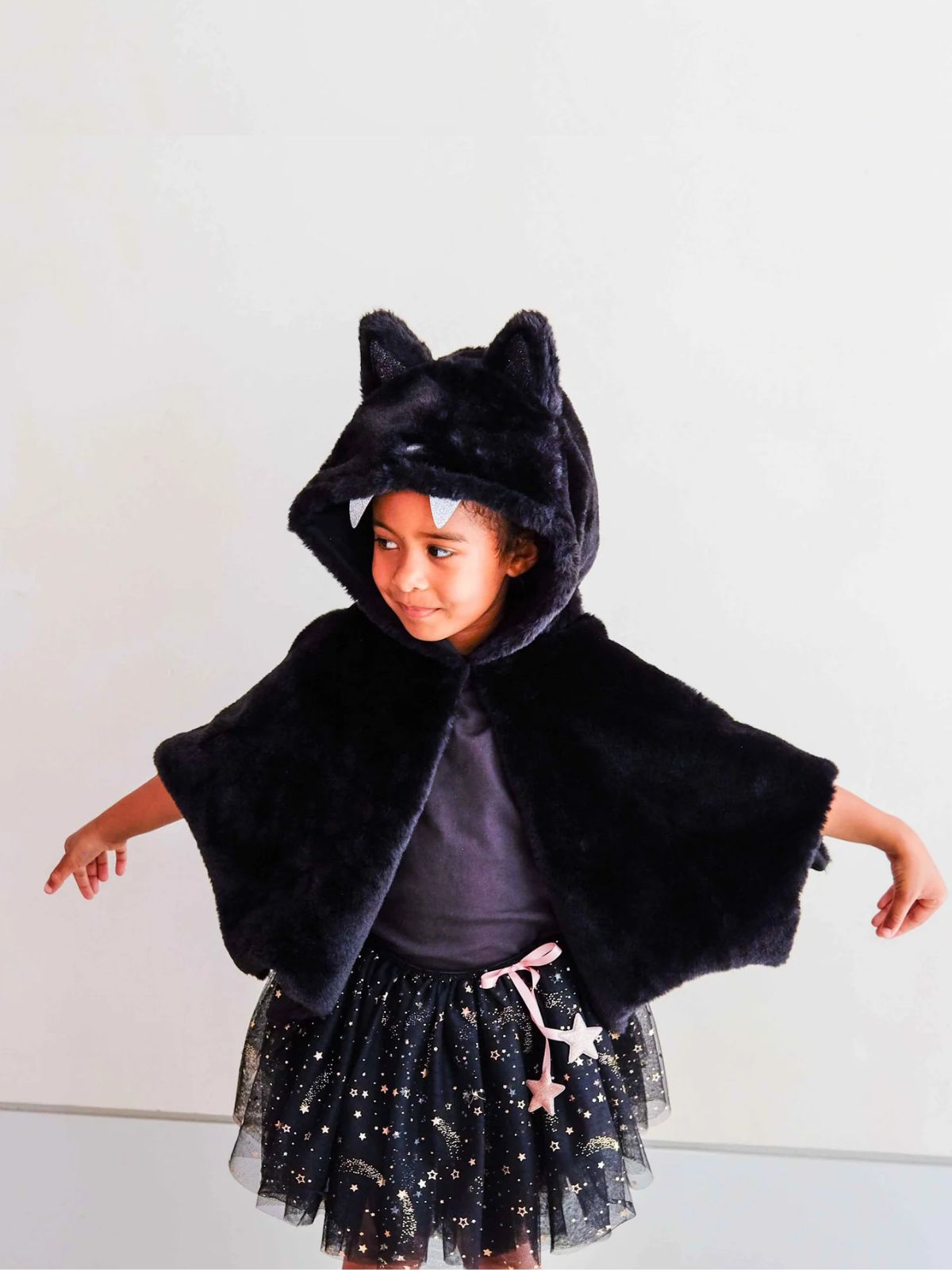 Furry Bat Cape - Black