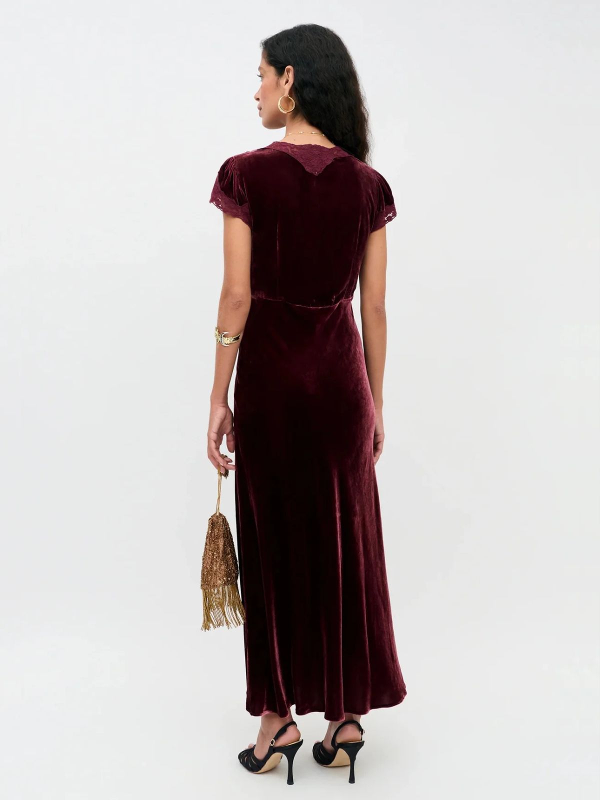 Amari Velvet Dress - Burgundy