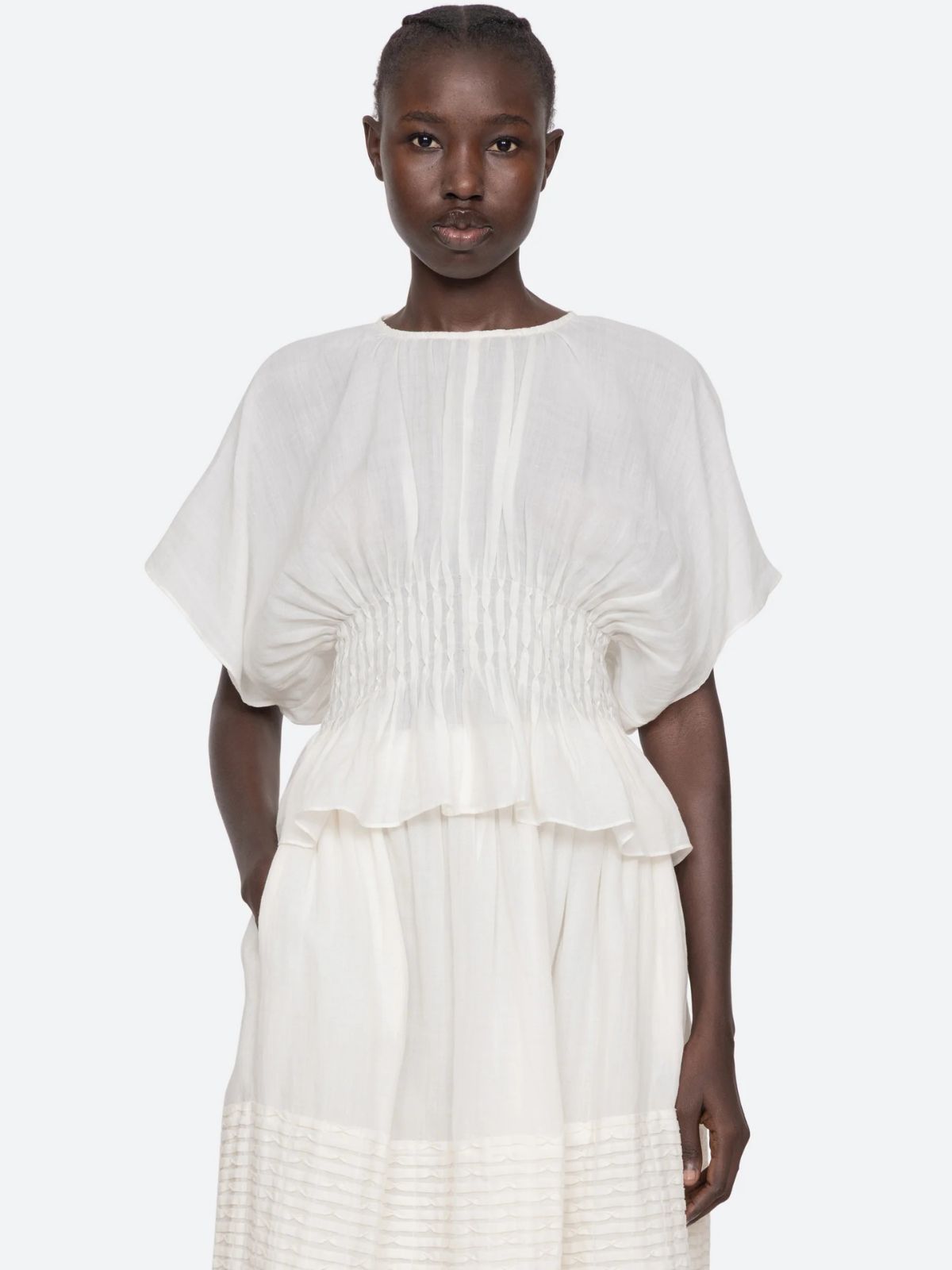 Violet Peplum Top - White