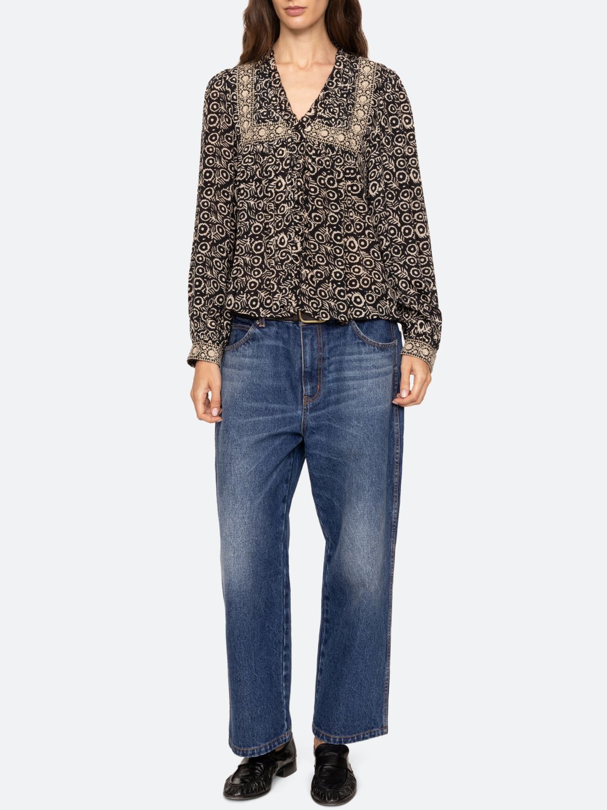 Emmeline Print Blouse- Black