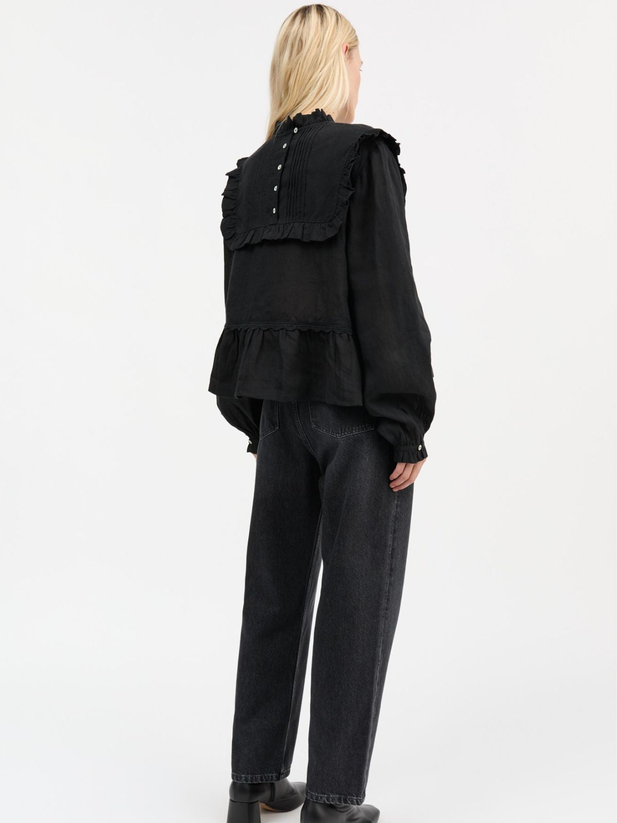 Jardin Frill Blouse - Black