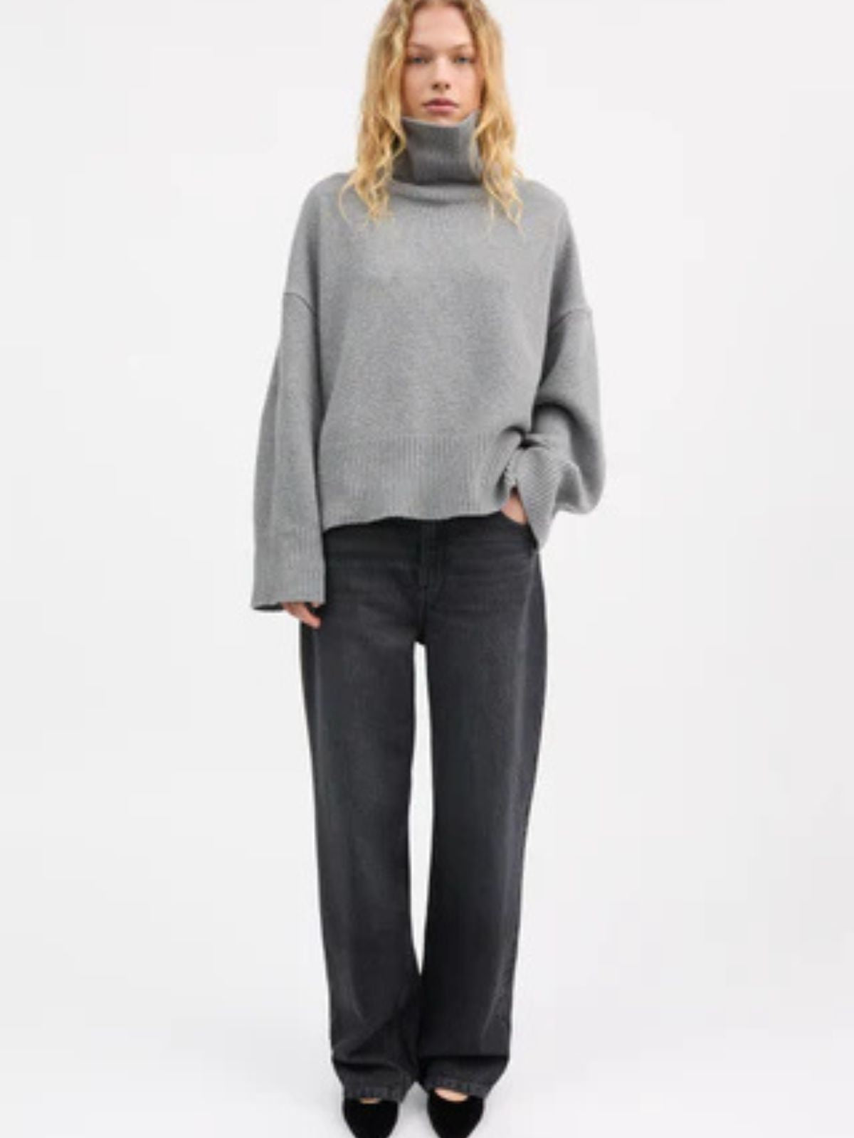 Silene T-Neck Jumper - Grey