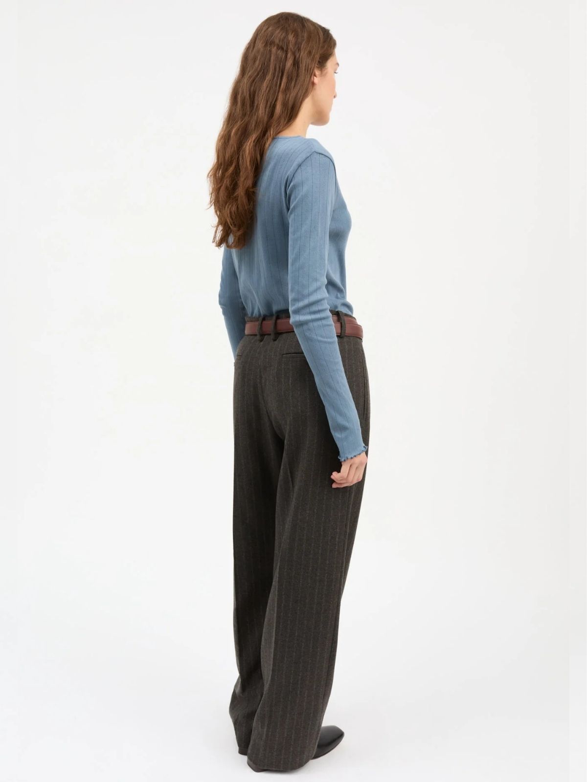 Edie Pointelle Top - Cornflower blue