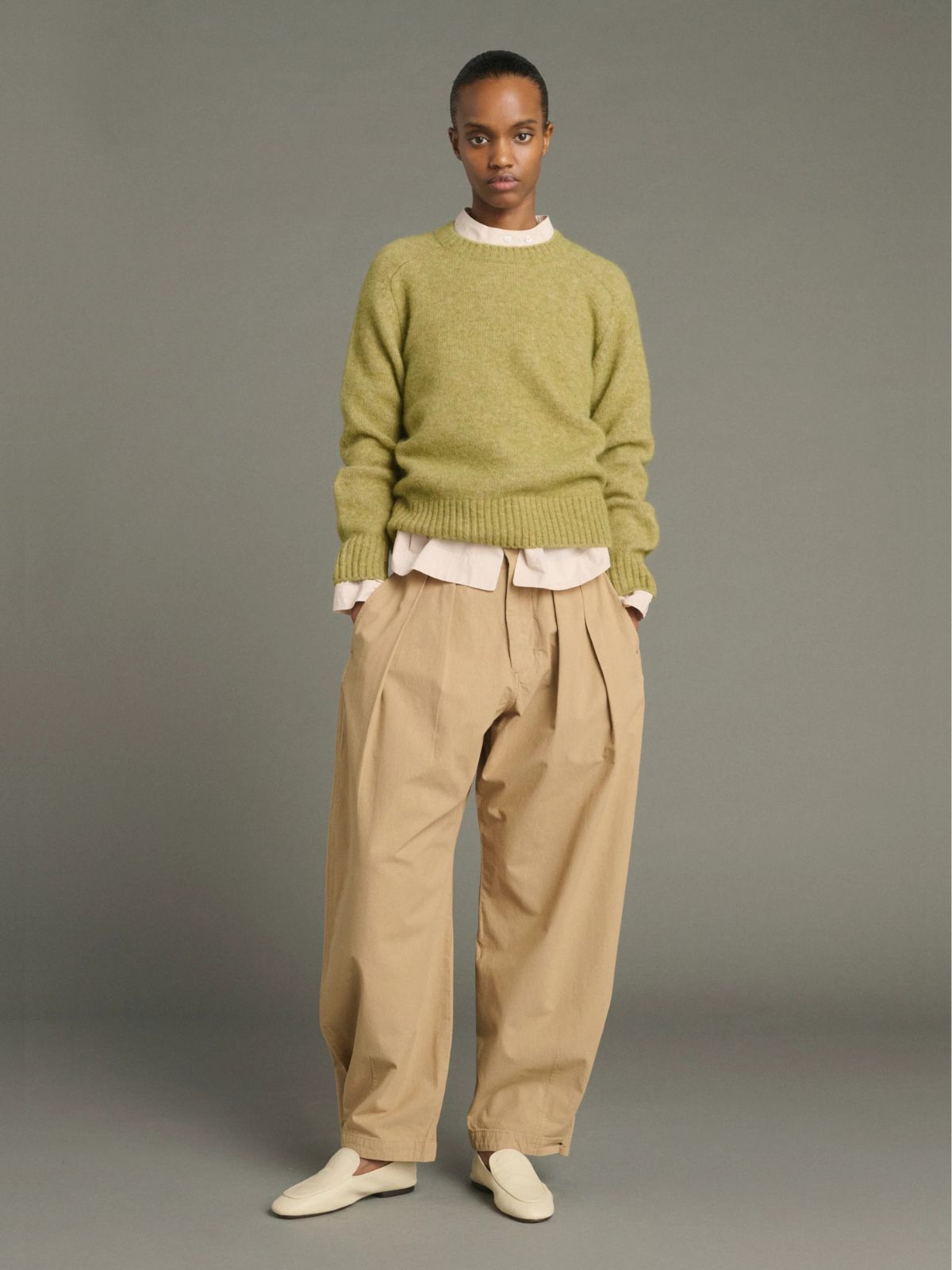 Envie Round Collar Jumper - Sage