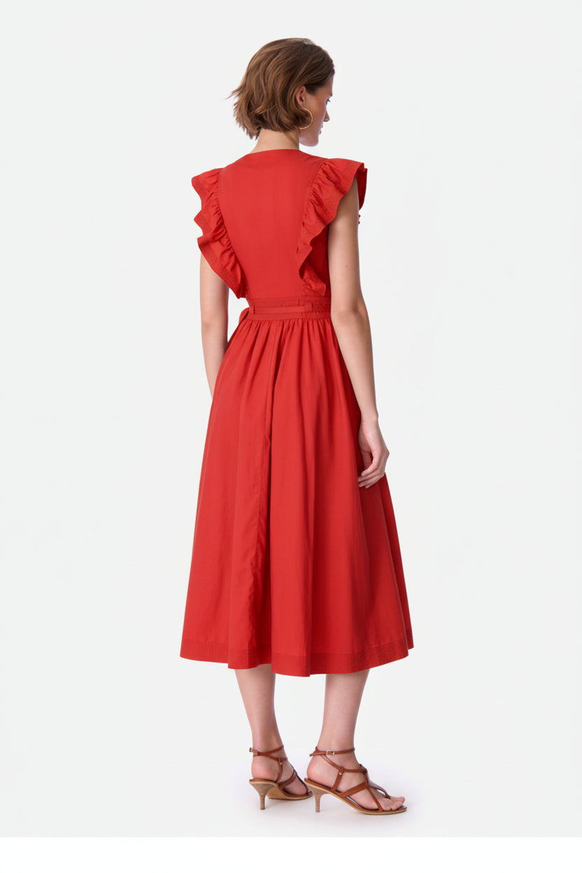 Iris Fashion - VANESSA BRUNO - Ermione Frill Dress - Red