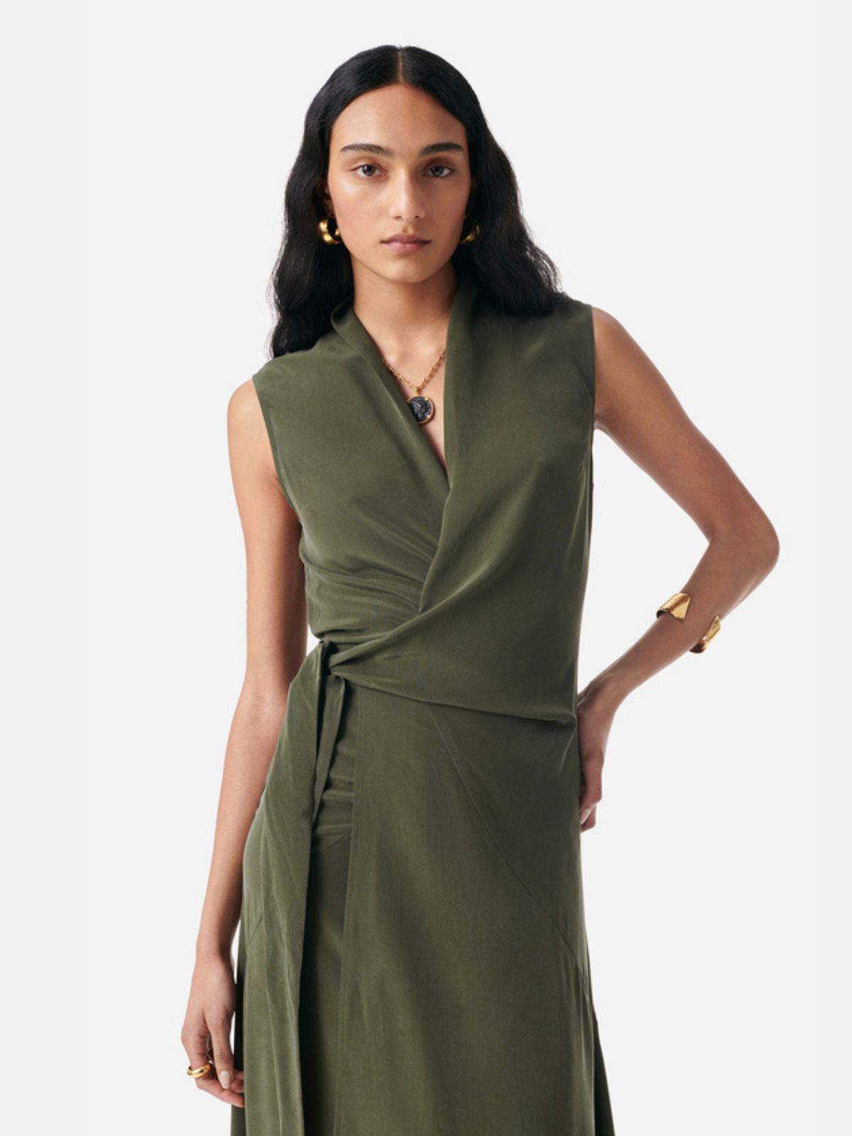 Iris Fashion - VANESSA BRUNO - Faye Wrap Dress - Khaki