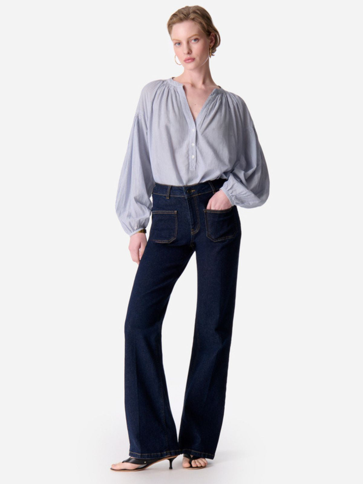 Nipoa Stripe Blouse - Blue & White