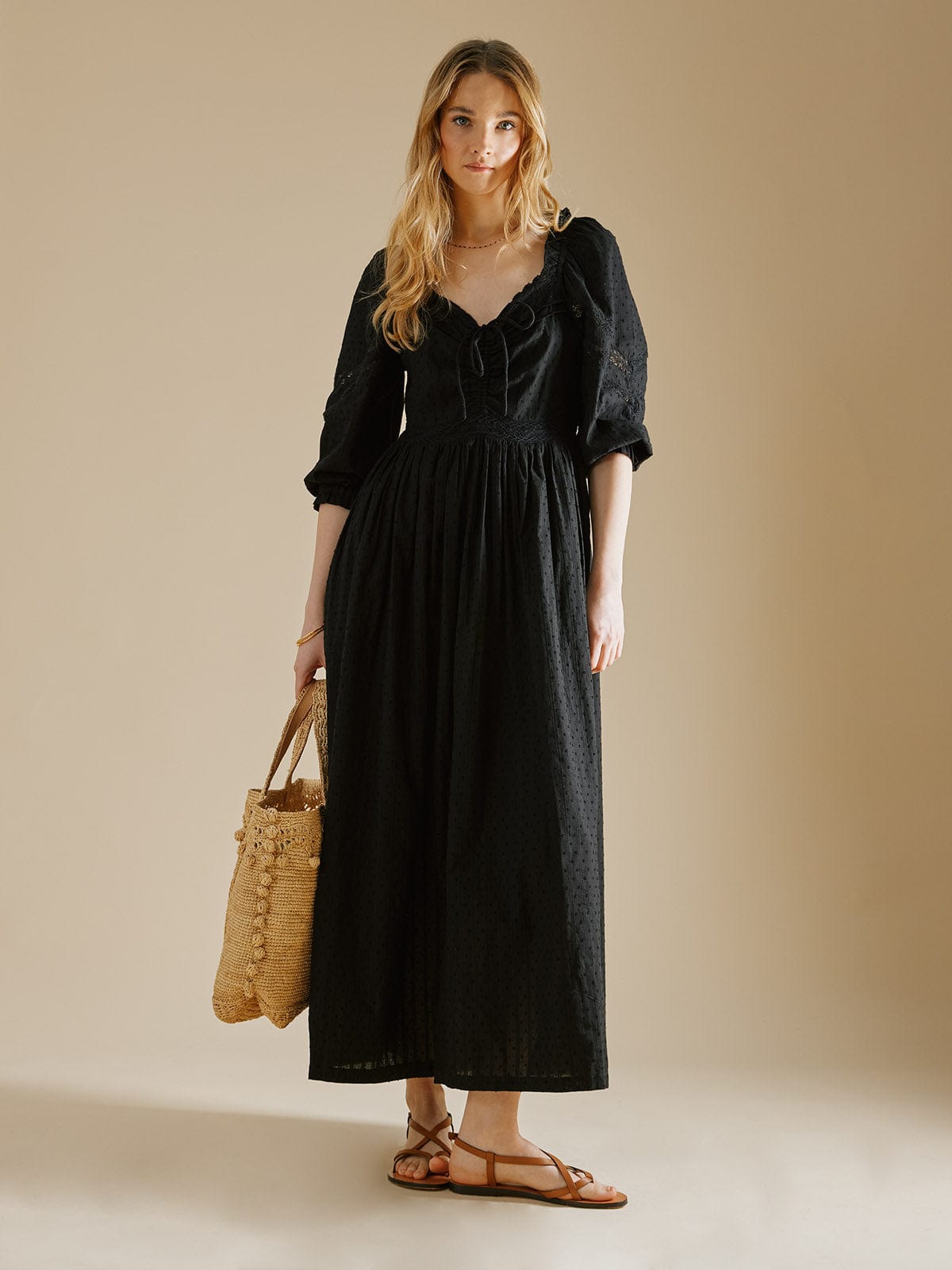 Iris Fashion - BY IRIS - Georgina Tie Front Dress – Black