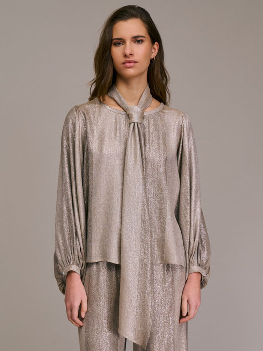 Tylea Metallic Top - Taupe