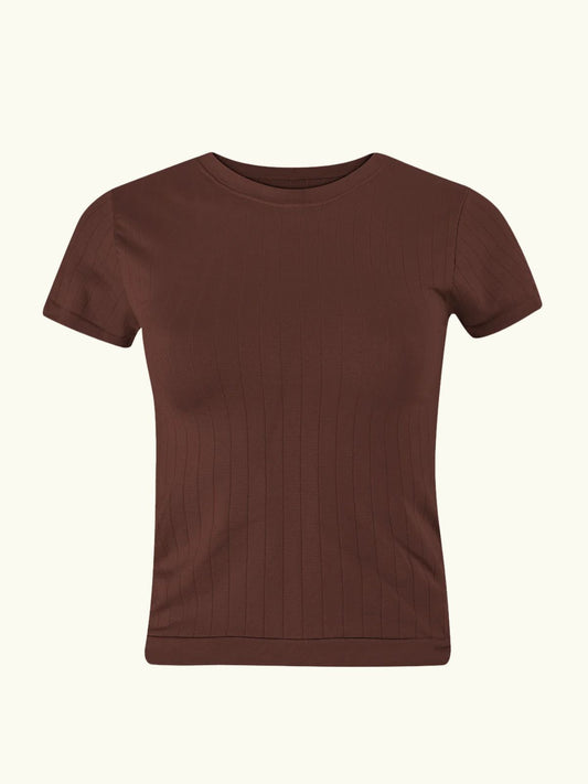Sapient Flat Ribbed T-Shirt - Maroon