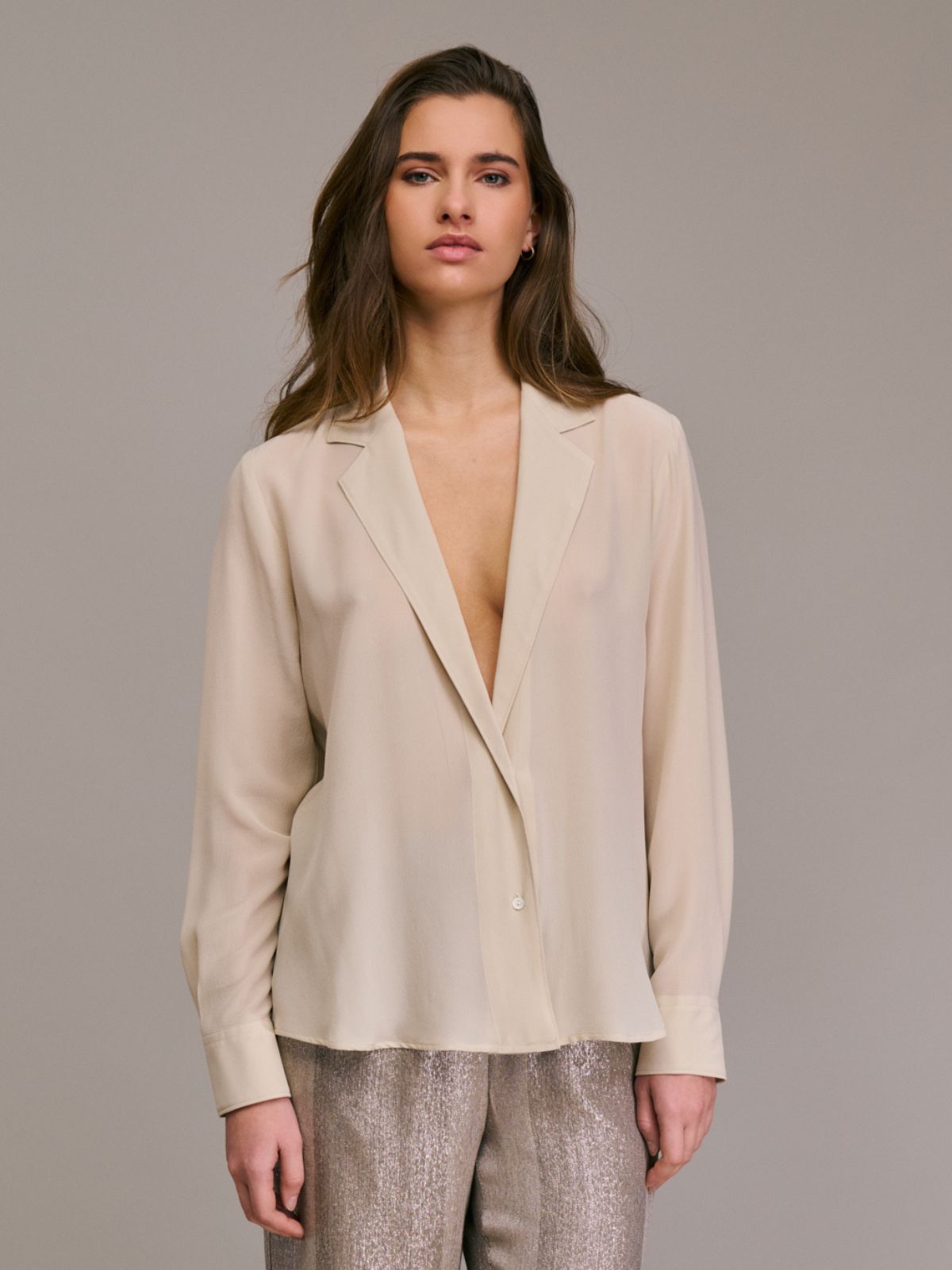 Castia Deep V-Neck Shirt