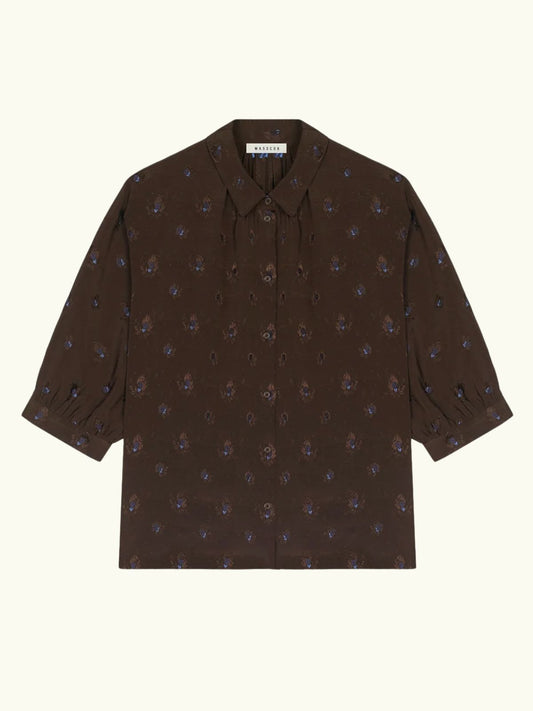 Carole Print Blouse - Brown