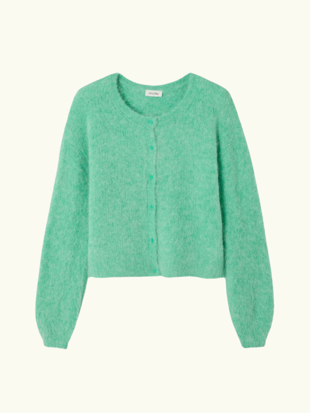 AMERICAN VINTAGE Niby Cropped Fit Mint Green Fluffy Cardigan
