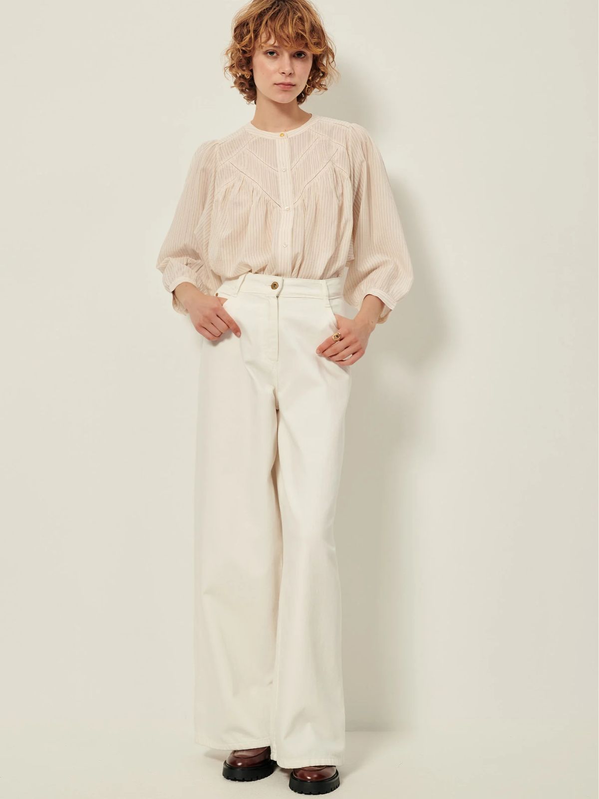 Savi Puff Sleeve Blouse - Cream