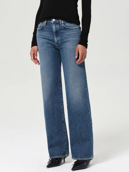 Agolde Harper Mid Rise Straight blue denim Jeans
