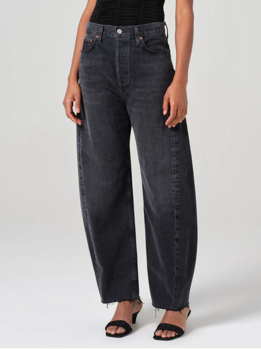 Agolde Luna High Rise Pieced Taper Black Denim Jeans
