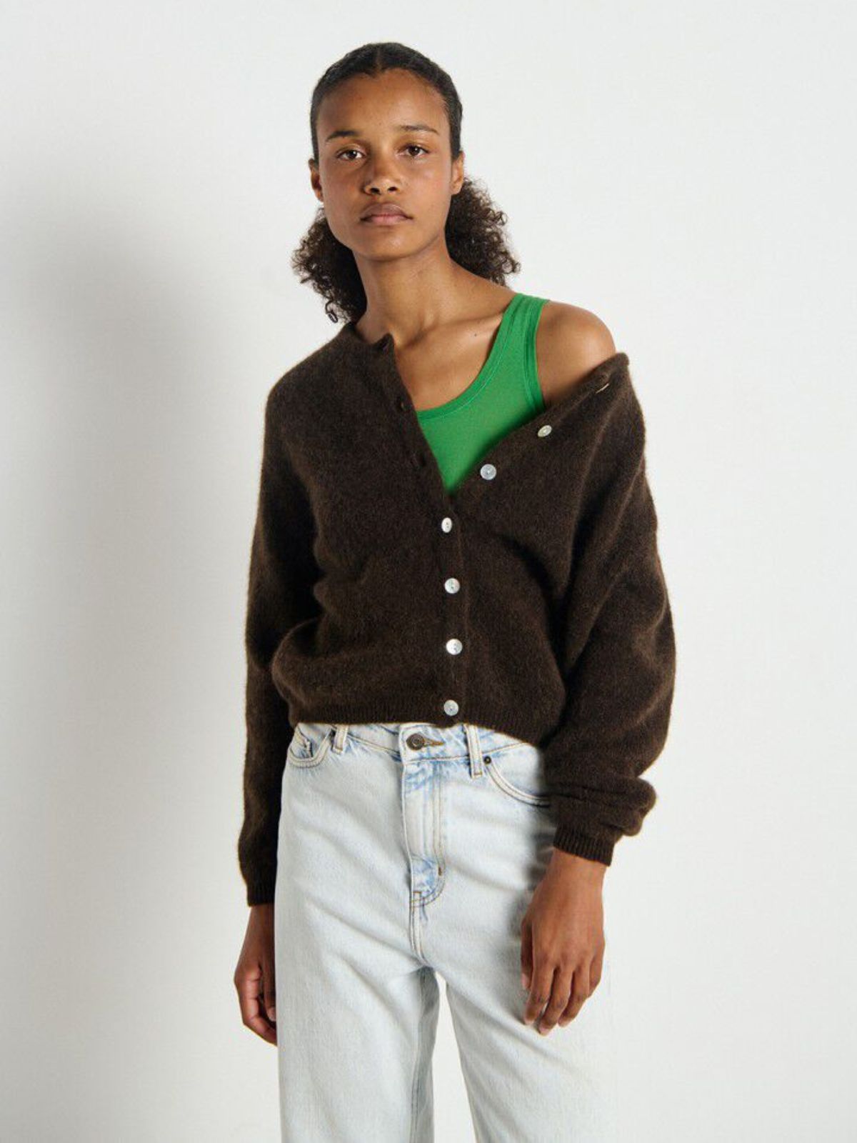 AMERICAN VINTAGE Vitow Melange Brown Cardigan 