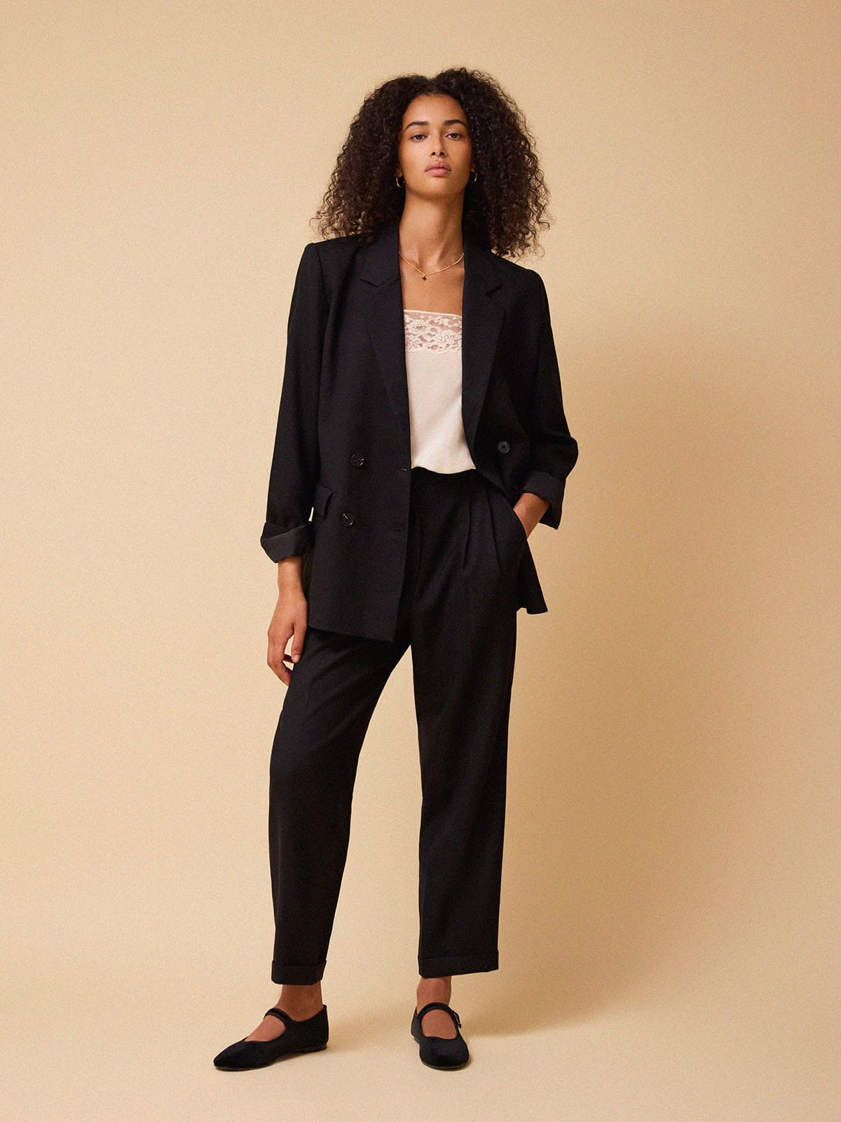 Iris Fashion - BY IRIS - Thea Double Breasted Blazer - Black