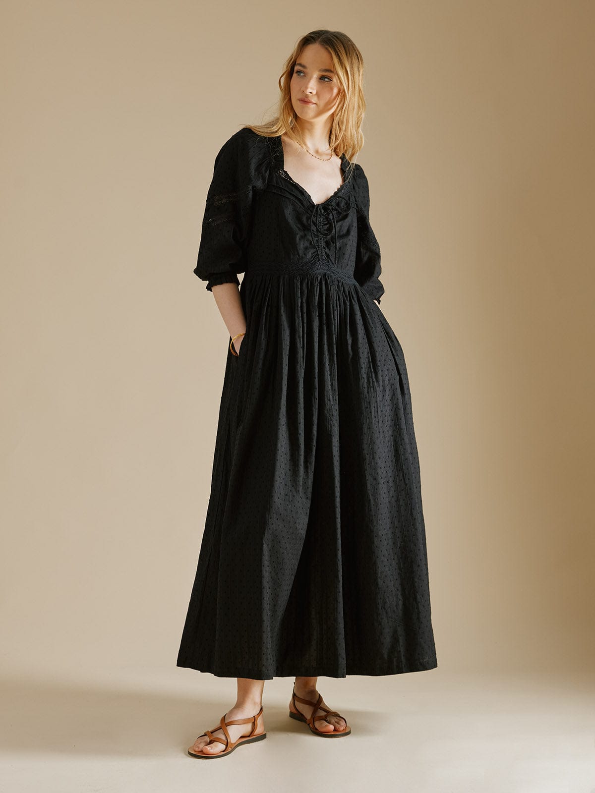 Iris Fashion - BY IRIS - Georgina Tie Front Dress – Black