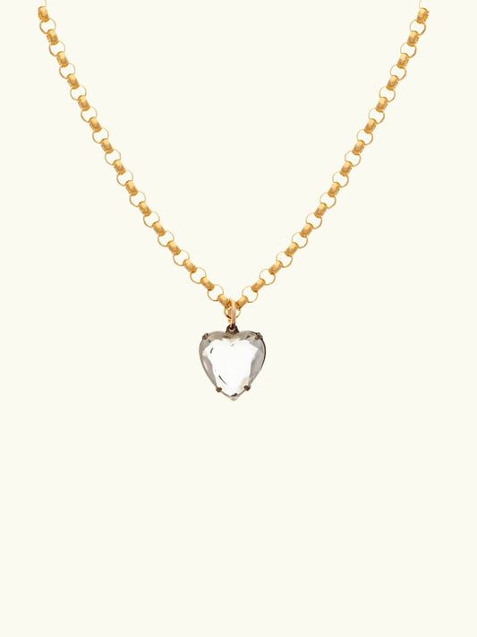Glass Heart Belcher Necklace