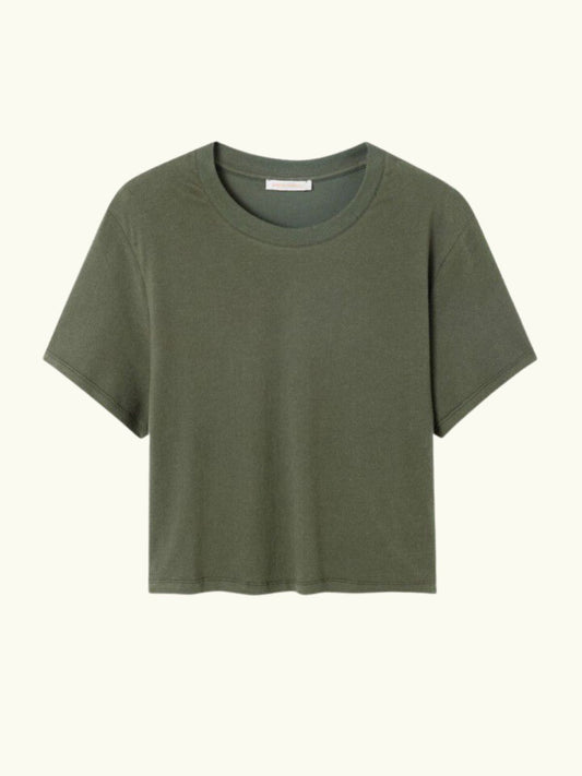 Ypawood Round Neck T-Shirt - Khaki