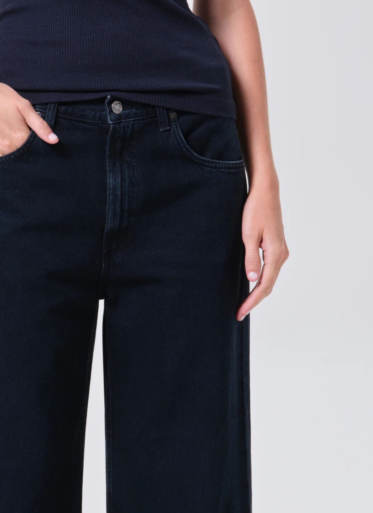 Low Curve Crushed Jeans - Black