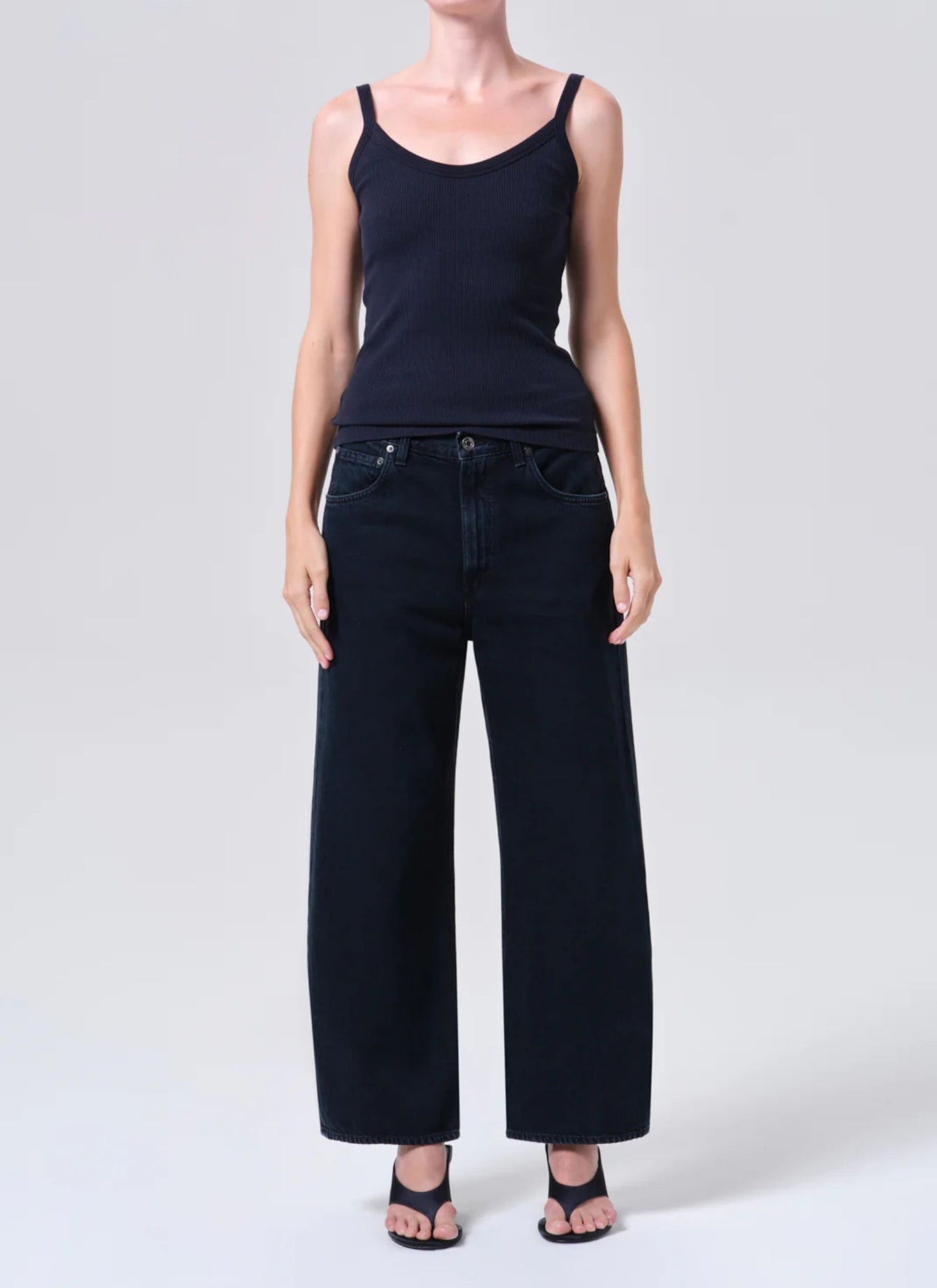 Low Curve Crushed Jeans - Black