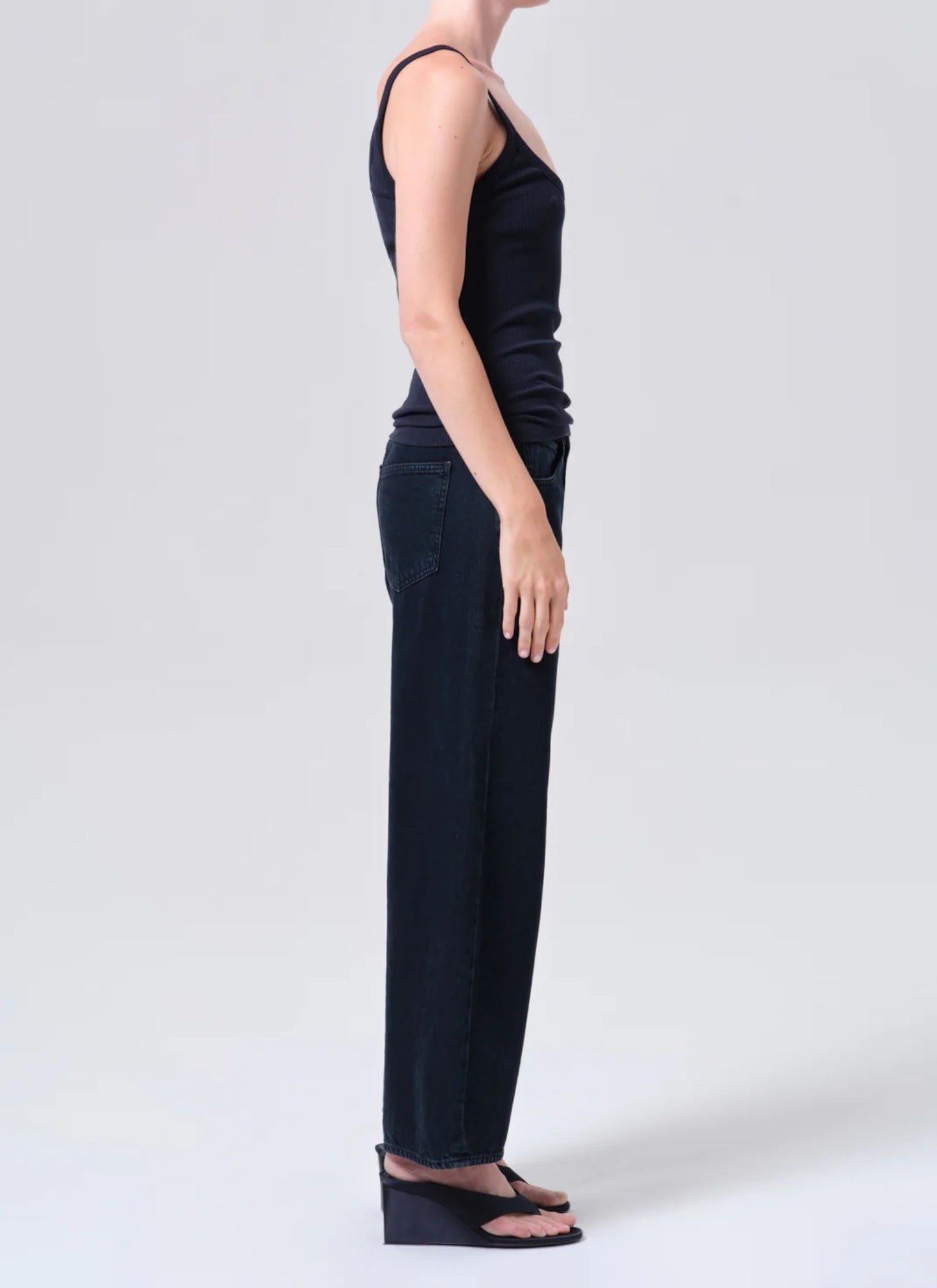 Low Curve Crushed Jeans - Black