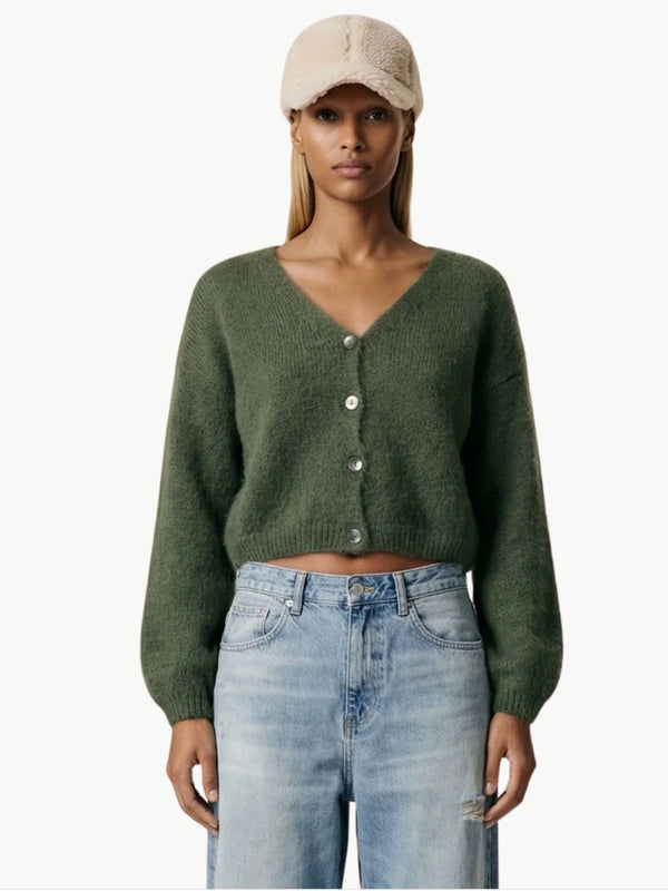 Cornelia Crop Cardie - Seaweed Green