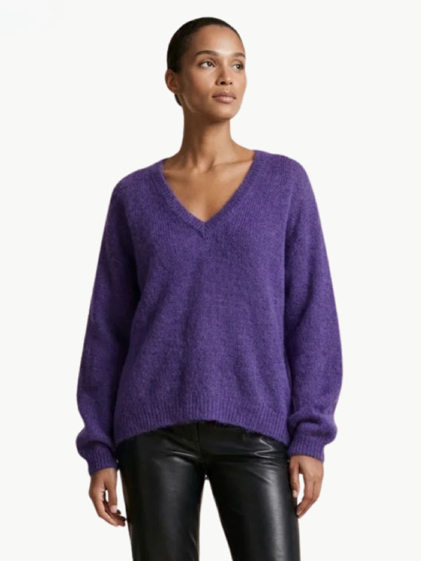 Silja V- Neck Knit - Deep Purple