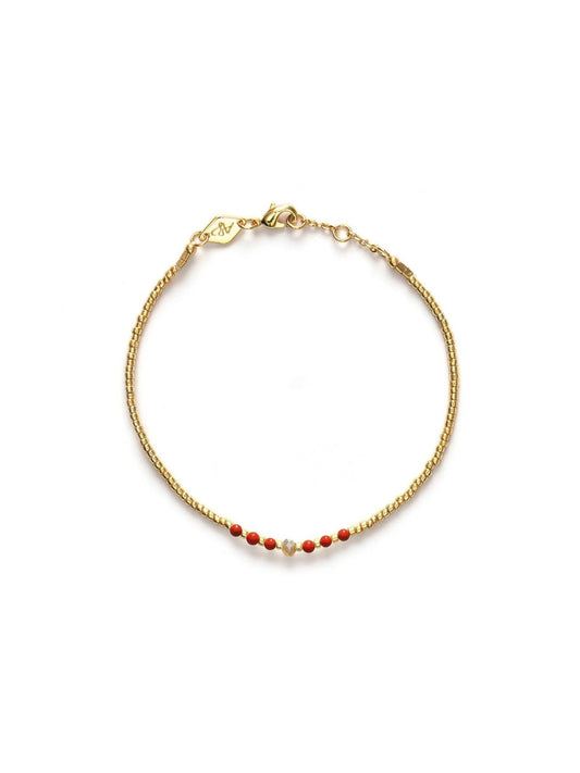 Bead & Gem Bracelet - Coral