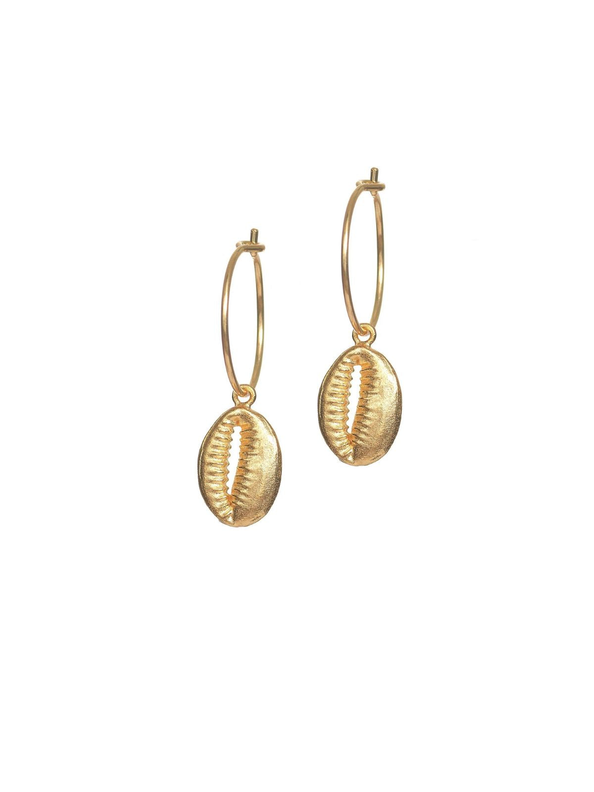 Cowry Shell Hoop Earring - Gold