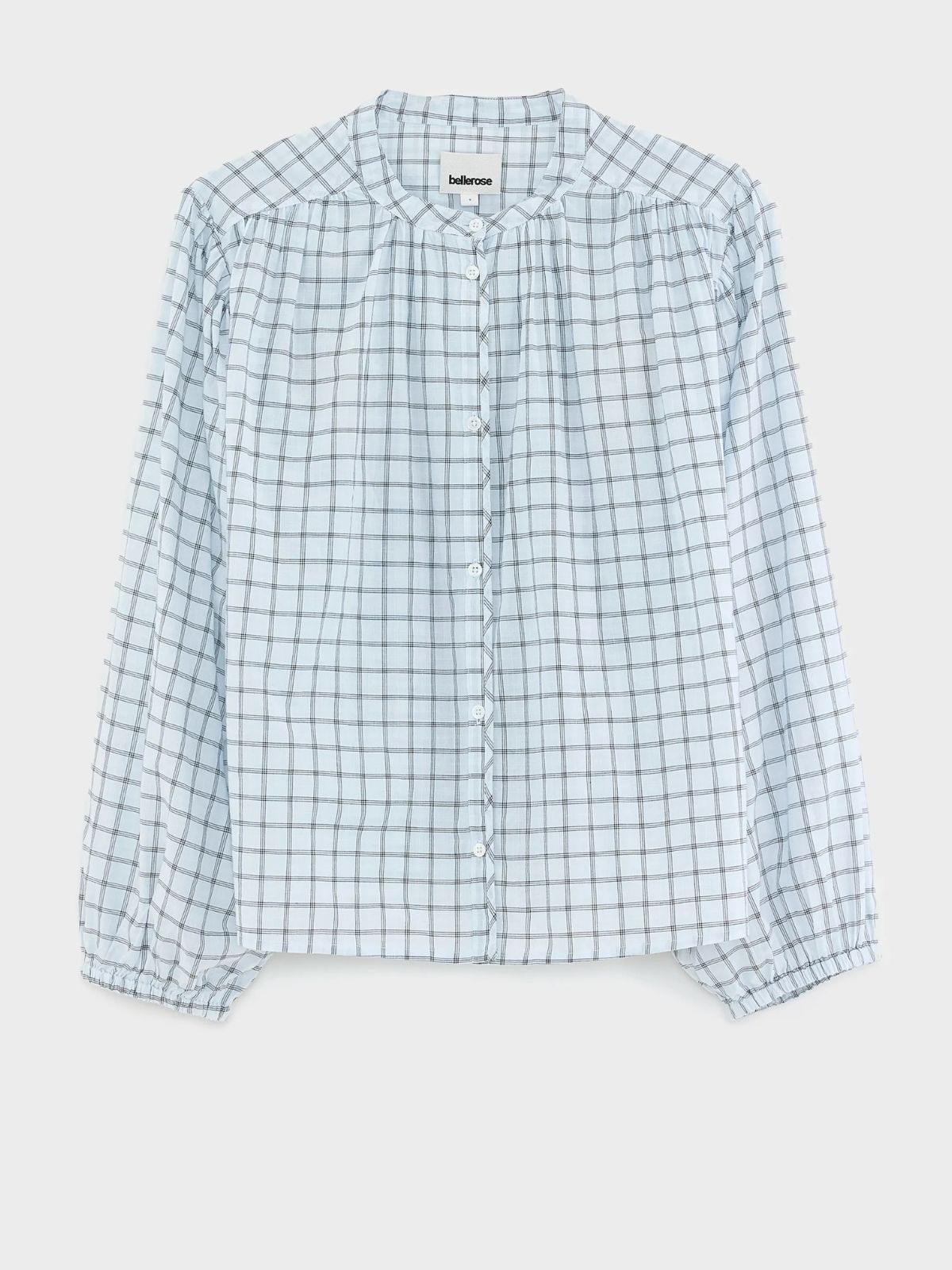 Cherry Check Blouse - Light Blue